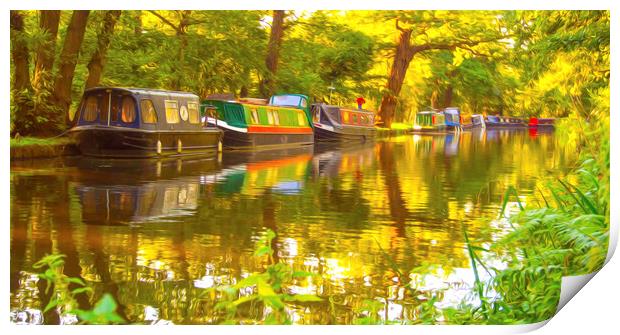Moored Boats Canal Print by Clive Eariss