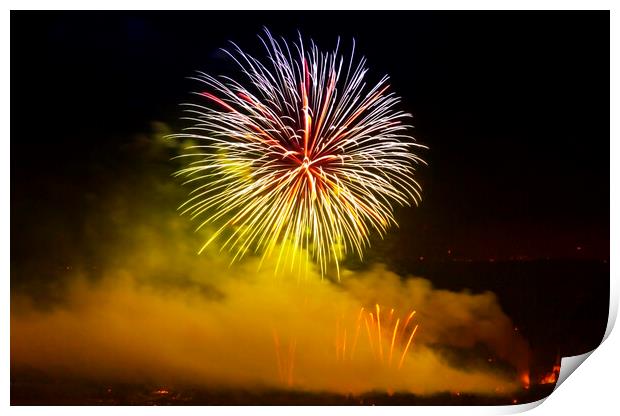 Brockham Fireworks Surrey Print by Clive Eariss