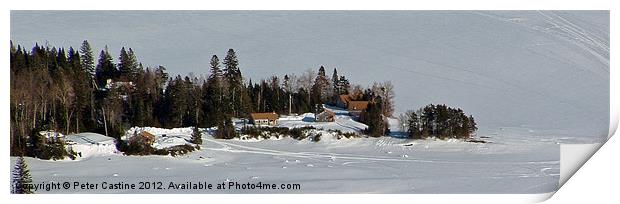 Lake Front Cabins Print by Peter Castine