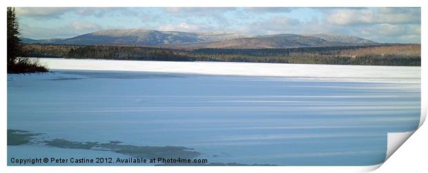 Mountains Over Frozen Lake Print by Peter Castine