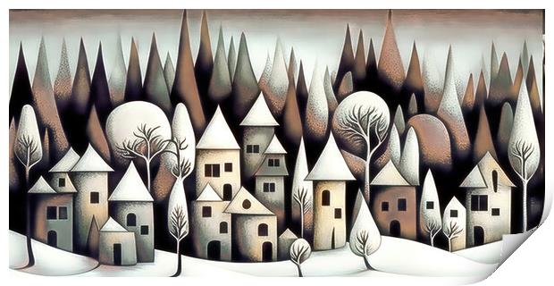 Snowy Alpine Village Print by Brian Tarr
