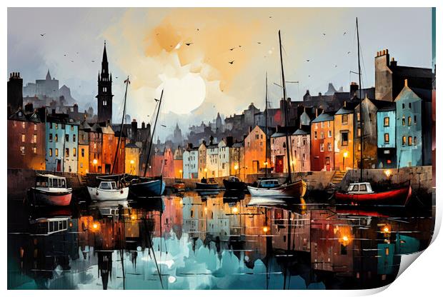 Scottish harbour Print by Brian Tarr