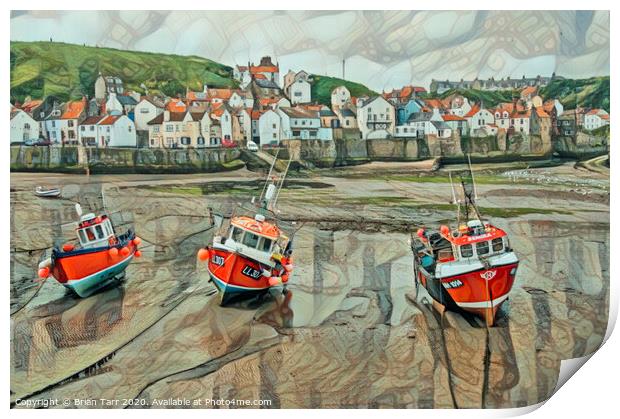 Staithes seafront Print by Brian Tarr