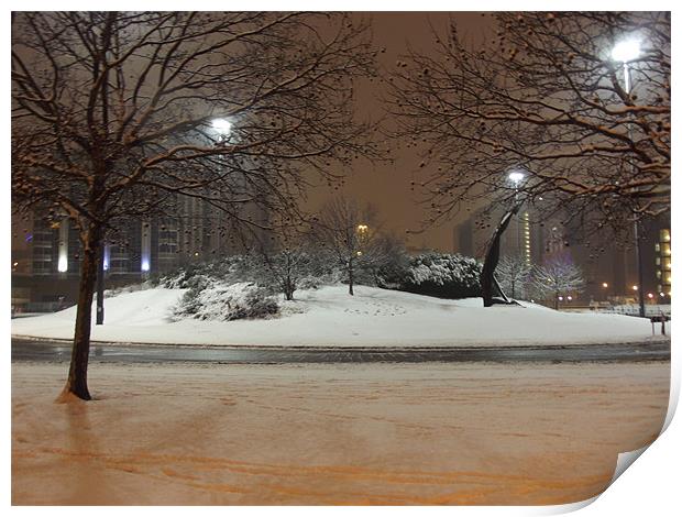 snow scene canning town Print by david lunt