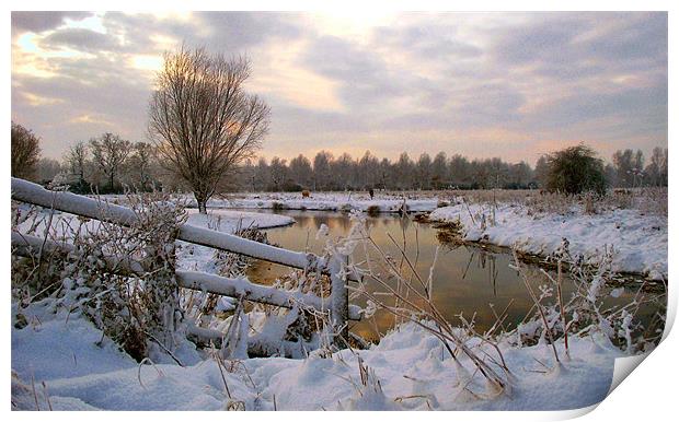 Winter on the Ivel 1 Print by Geoff Phillips
