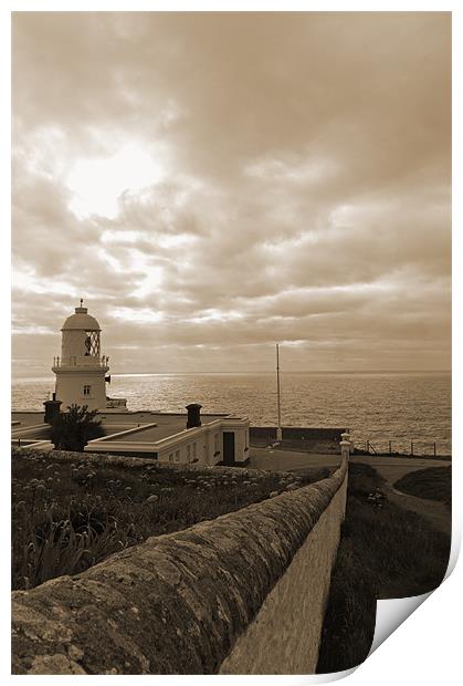 cornish coastal lighthouse Print by Jordan Wills