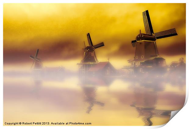 Holland Windmills Print by Robert Pettitt