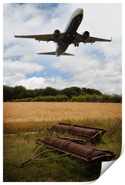  Plane Over Cornfield Print by Adrian Wilkins