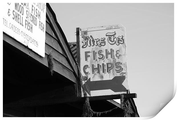 Mrs T's Fish & Chips Print by Ian Shadlock