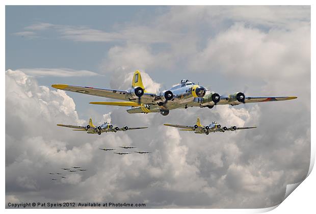 B17 - 486th BG Formation Outbound Print by Pat Speirs