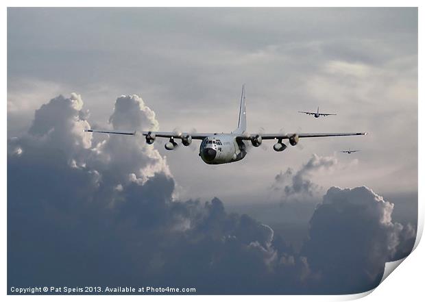 C130 Hercules - In Trail Print by Pat Speirs