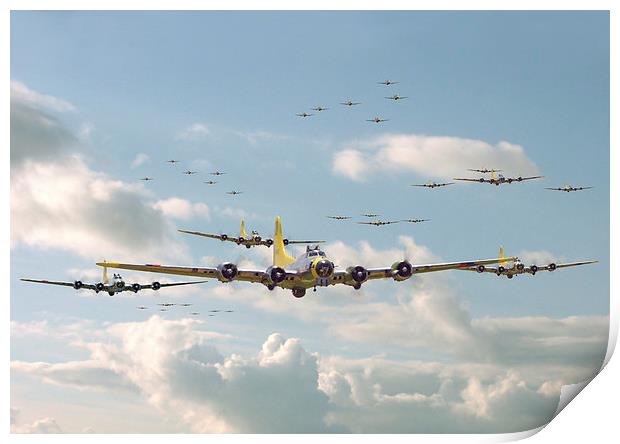 B17 - Mighty 8th En-route Print by Pat Speirs