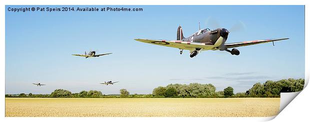  Spitfires - Red Section Airborne Print by Pat Speirs