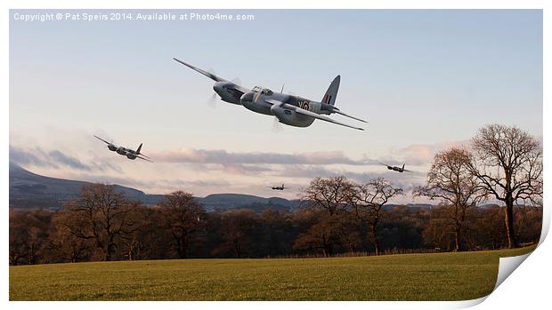  D H Mosquito - Intruder Ops Print by Pat Speirs