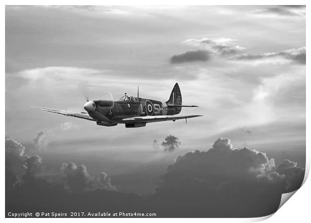 Spitfire - 'and shadows fall' Print by Pat Speirs
