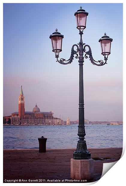 Venice Street Lamp Print by Ann Garrett