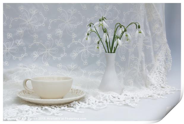 Snowdrops at Teatime Print by Ann Garrett