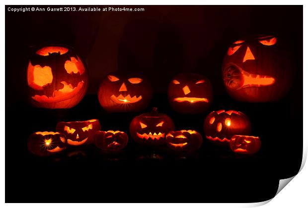 Pumpkin Family - 2 Print by Ann Garrett