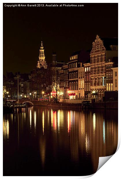 Amsterdam at Night Print by Ann Garrett