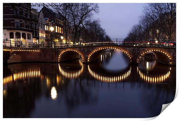 Cycle Light Trails in Amsterdam Print by Ann Garrett