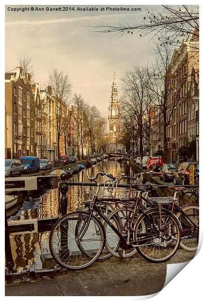 Bicycles and Zuiderkerk Amsterdam Print by Ann Garrett