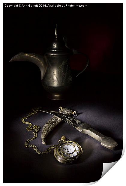 Watch, Dagger and Coffee Pot Print by Ann Garrett