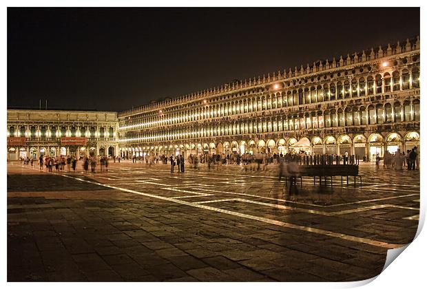 Piazza San Marco at Night Print by Ann Garrett