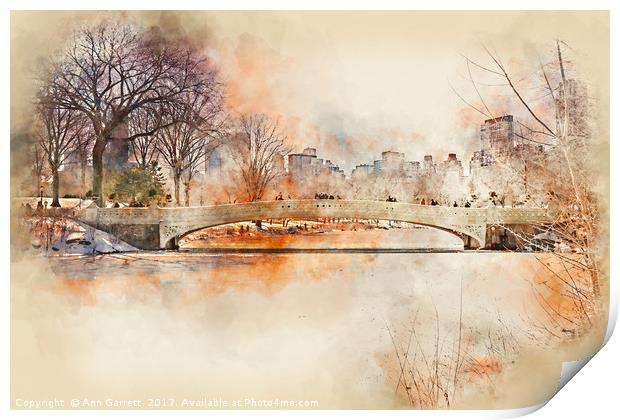 Bow Bridge Central Park New York Print by Ann Garrett