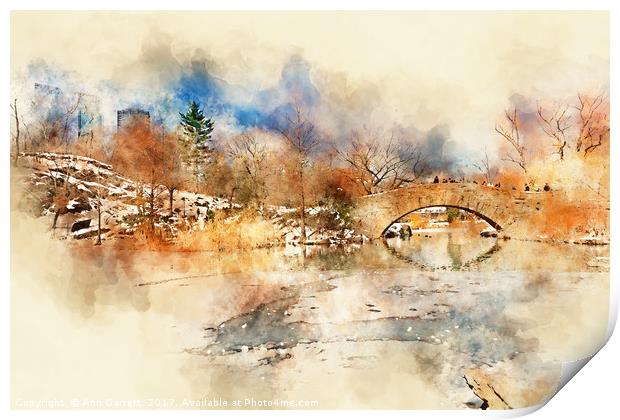 Gapstow Bridge Central Park New York Print by Ann Garrett