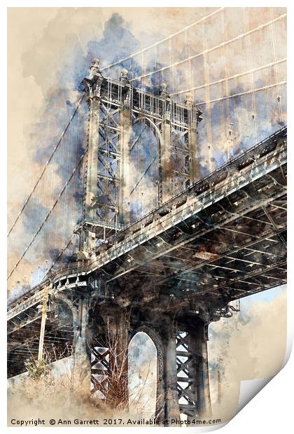 Brooklyn Bridge Print by Ann Garrett