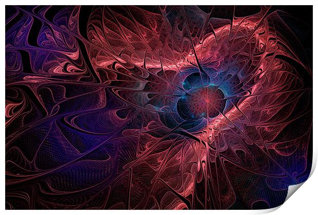 Red Fractal Abstract Print by Ann Garrett