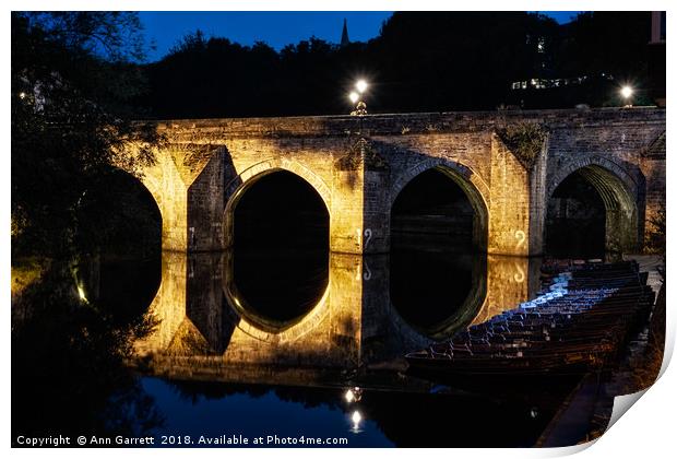Elvet Bridge at Night Durham Print by Ann Garrett