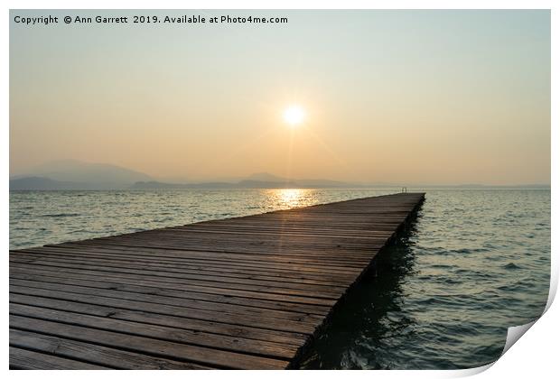 Sunrise on Lake Garda Print by Ann Garrett
