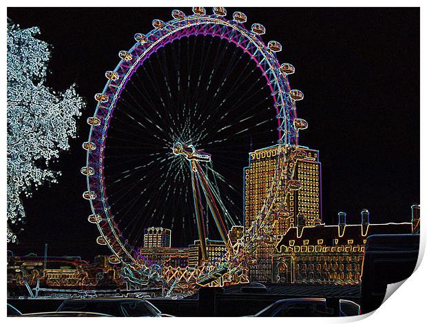 PSYCHEDELIC LONDON EYE Print by David Atkinson