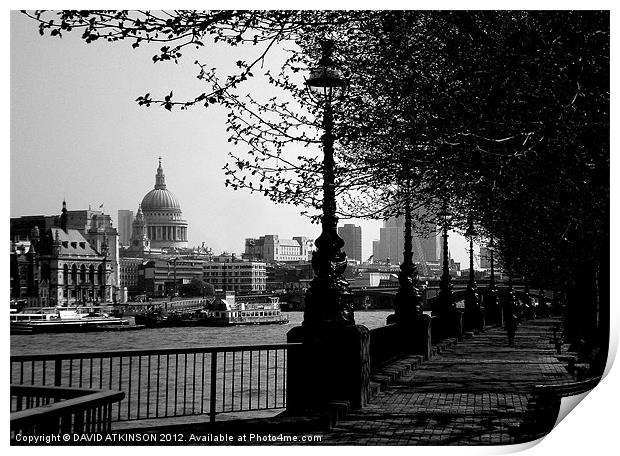 St Pauls Cathedral by the Thames Print by David Atkinson
