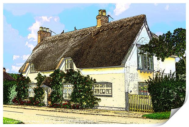 THATCHED COTTAGE Print by David Atkinson