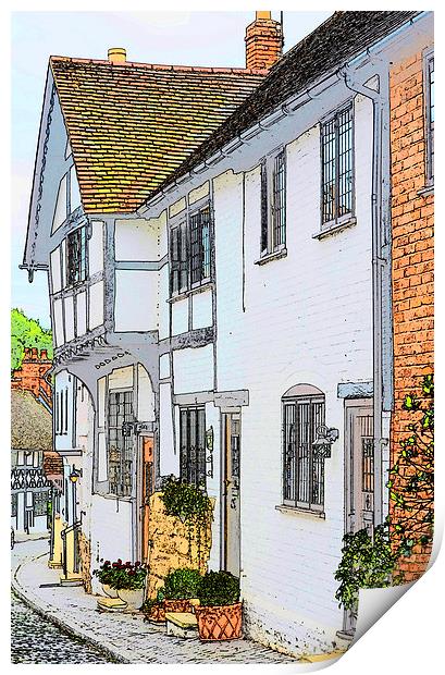 TUDOR COTTAGE Print by David Atkinson