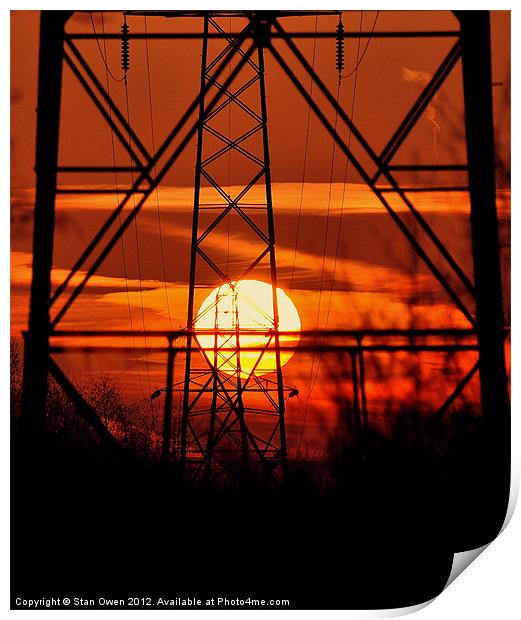 Dawn Through Pylons Print by Stan Owen