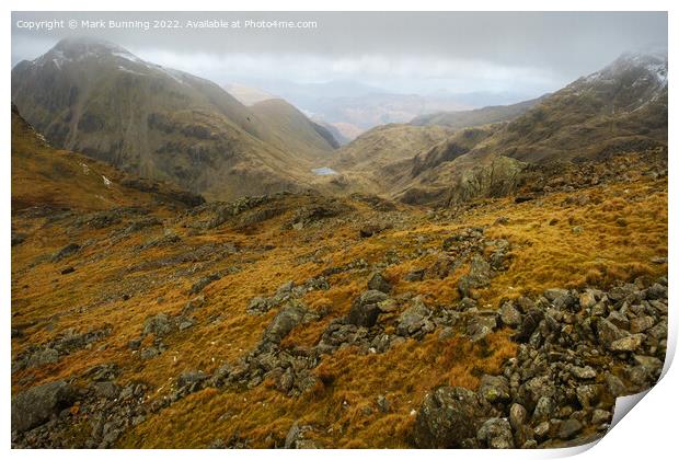 View from scafell pike Print by Mark Bunning