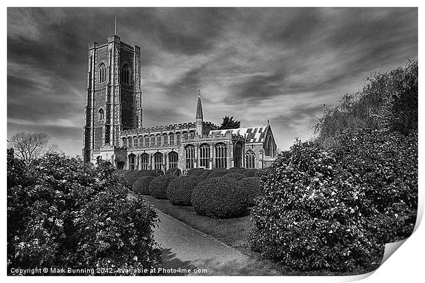 Lavenham Church in black and white Print by Mark Bunning