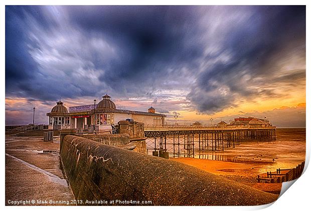 A storm brewing over Cromer Pier Print by Mark Bunning