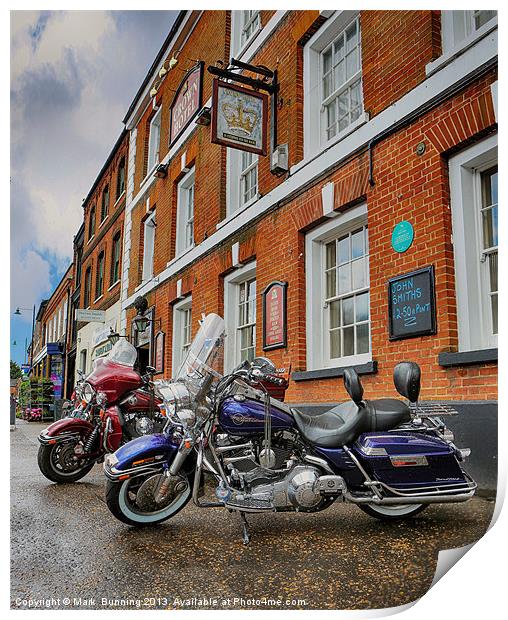 Harley and a pint Print by Mark Bunning