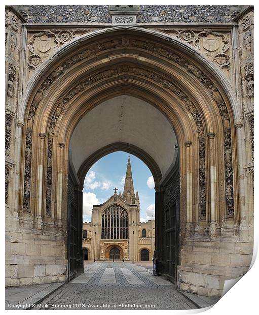 Under the arch to Norwich cathedral Print by Mark Bunning