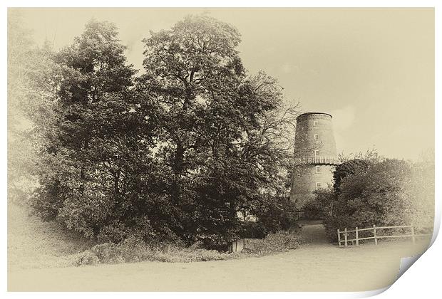 Little Cressingham Water mill in Sepia Print by Mark Bunning