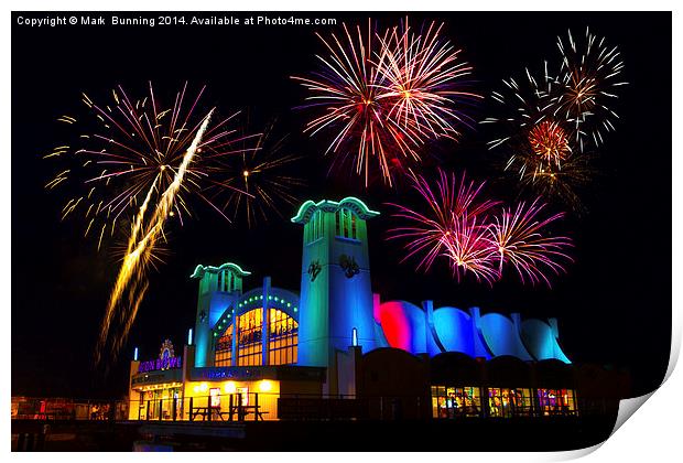 Great Yarmouth summer fireworks Print by Mark Bunning