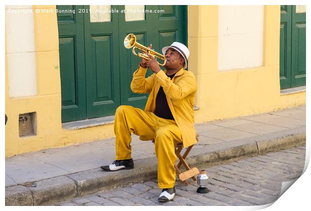 Cuban Trumpeter in Havana Print by Mark Bunning