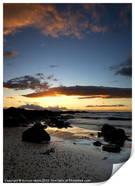 Ayrshire beach sunset Print by duncan speirs