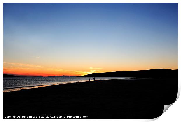 Beach sunset Print by duncan speirs