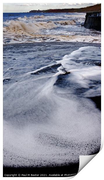 Sandsend tide creeps in  Print by Paul M Baxter
