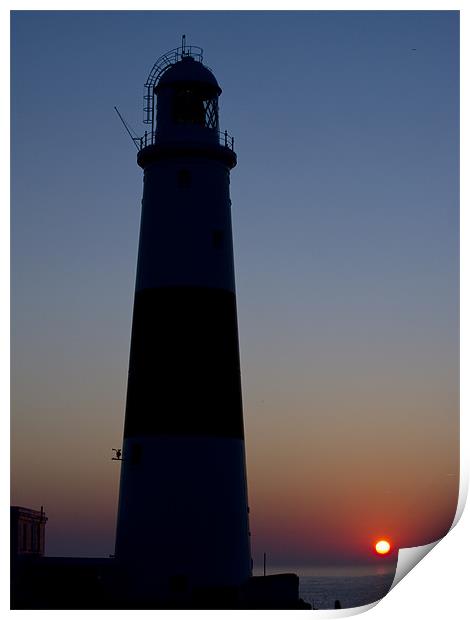 Portland Bill Lighthouse at dawn Print by Keith Barker